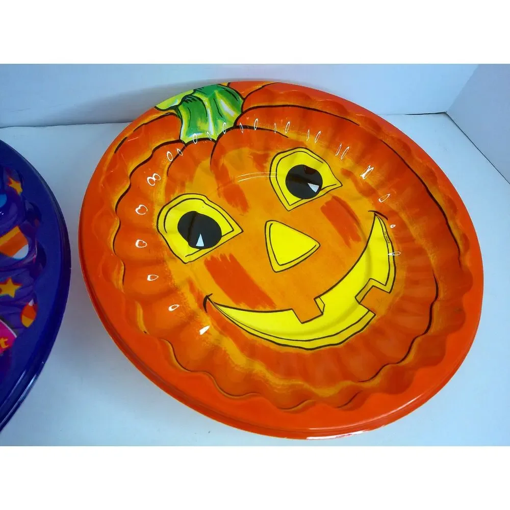 Vintage Ullman Halloween Plates Bowls Set Jack-O-Lantern Black Cat Ghost BOO